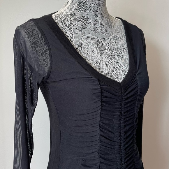 Boohoo Night Black Ruched Midi Bodycon Dress with Drawstrings - Picture 3 of 5